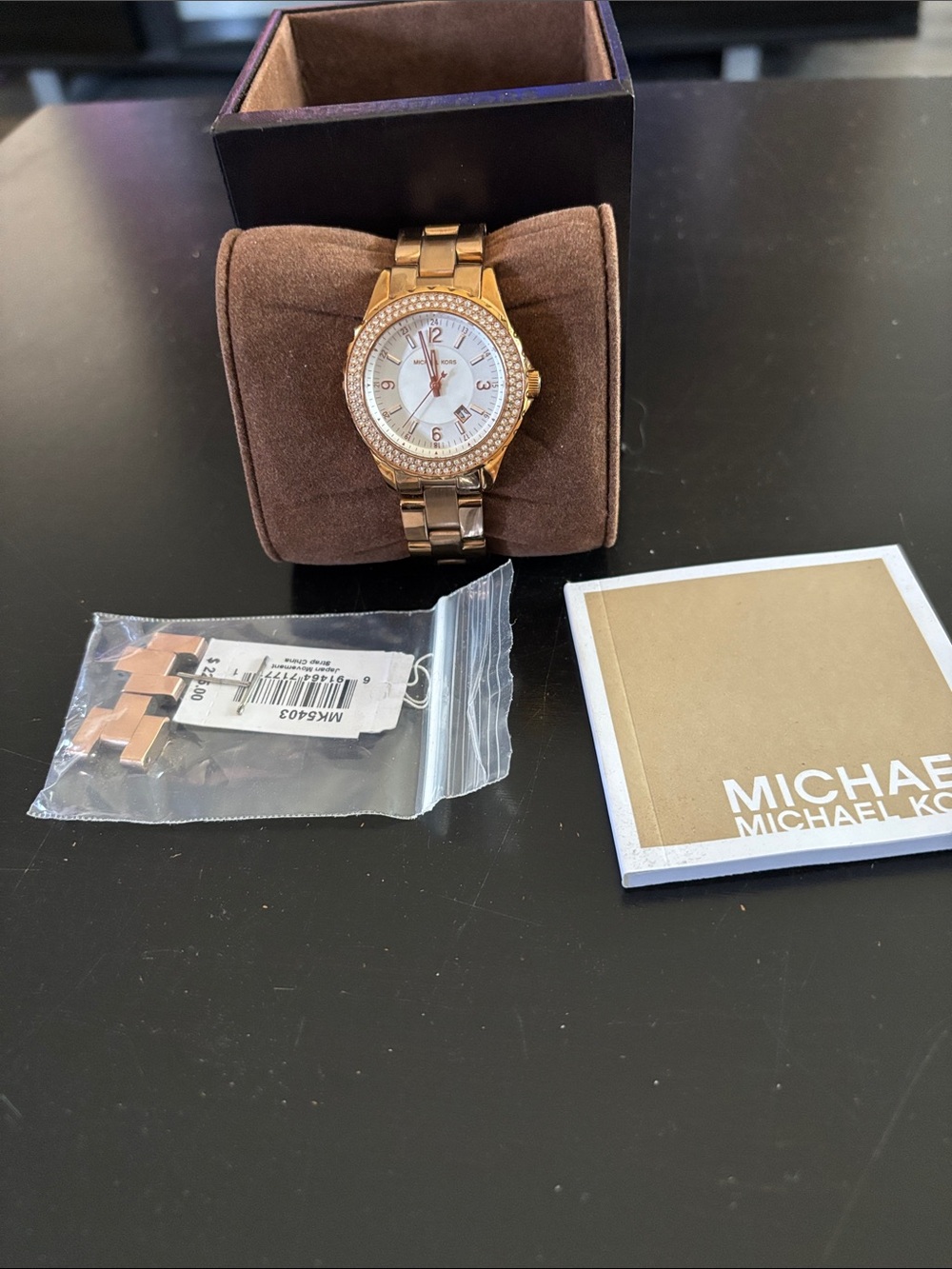 Michael Kors Rose Gold Tone Crystal Bezel Women's Bracelet Watch